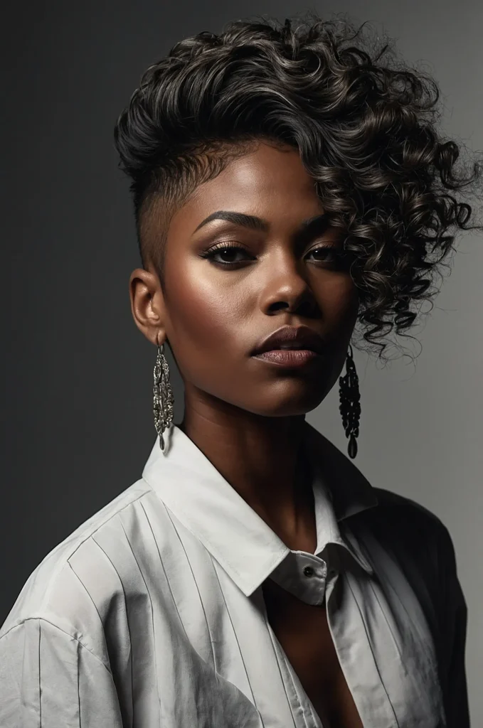 Undercut Wolf CutA Black woman with a wolf cu 2