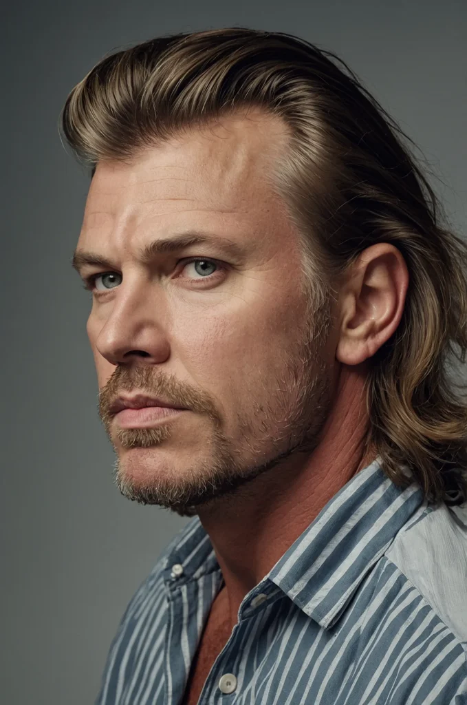 Voluminous Mullet White American man with a 2