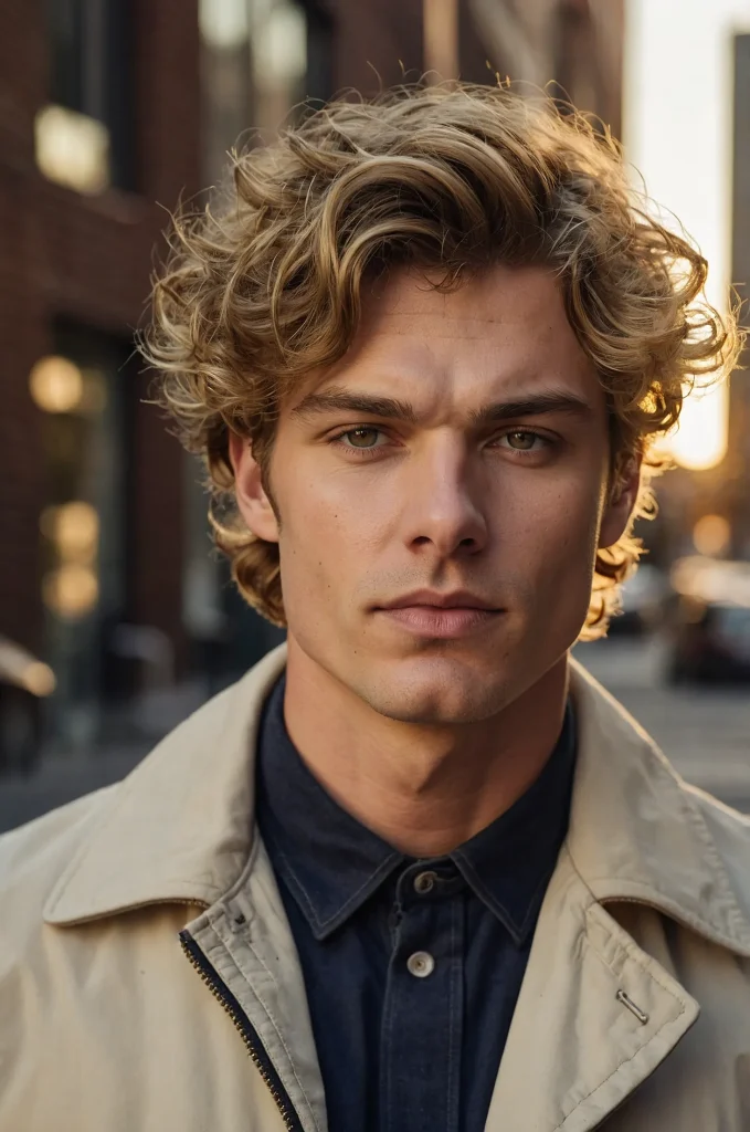 Wavy Mod CutWhite American man with wavy hair 3