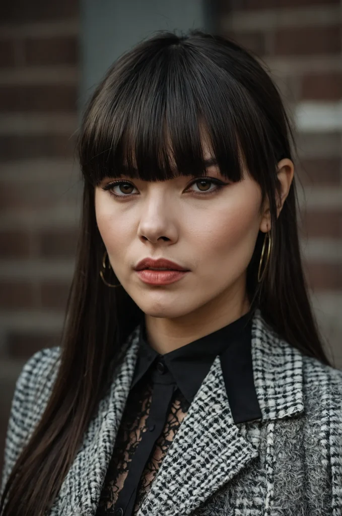 Wolf Cut with Full Bangs Woman with bold wol 1