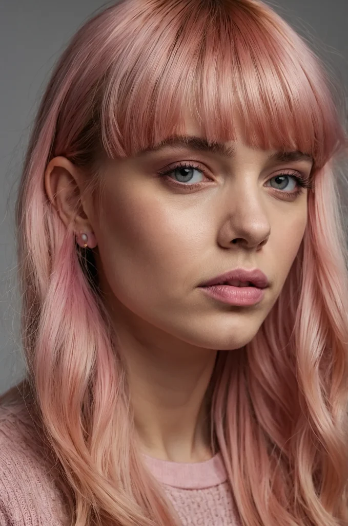 Colored Baby BangsA trendy woman with pastel 1