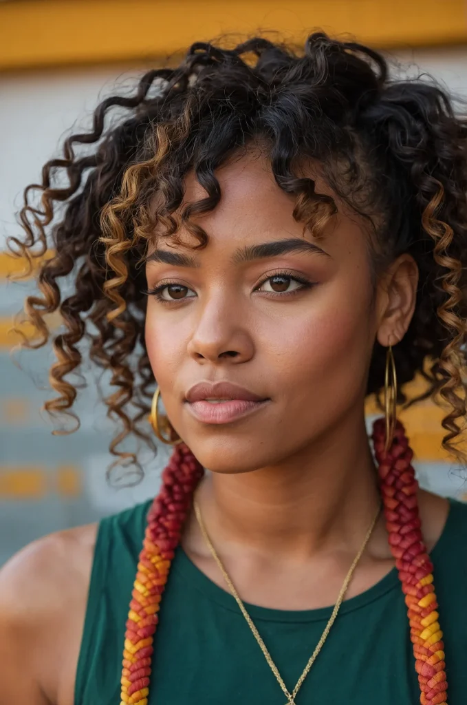 Curly Bangs with Braided Style A Black woman 3