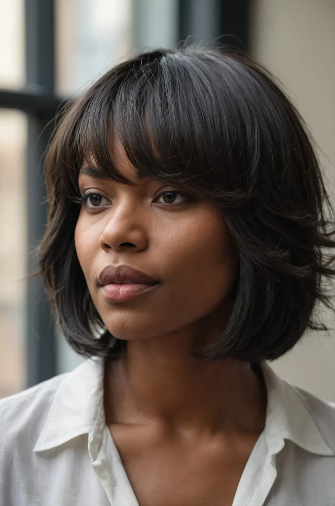 Layered Bob with Bangs A chic Black American 3