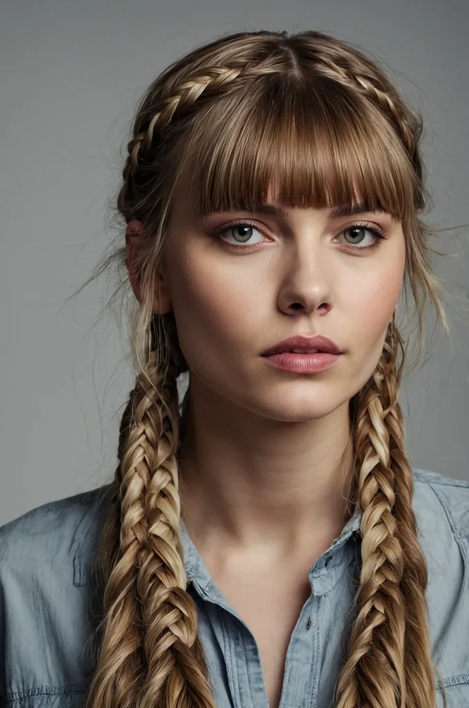 Long Hair with Braided BangsA White American 0