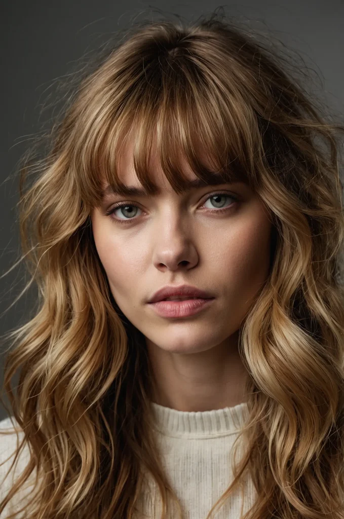 Long Hair with Textured BangsA White American 3