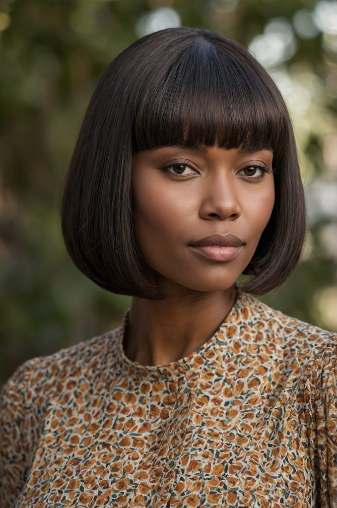 Soft Bob with Wispy Bangs A graceful Black A 1