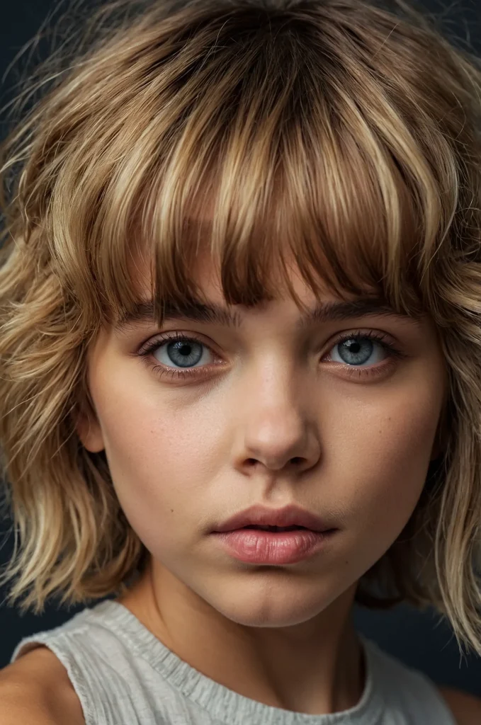 Textured Baby BangsA carefree portrait of a w 1