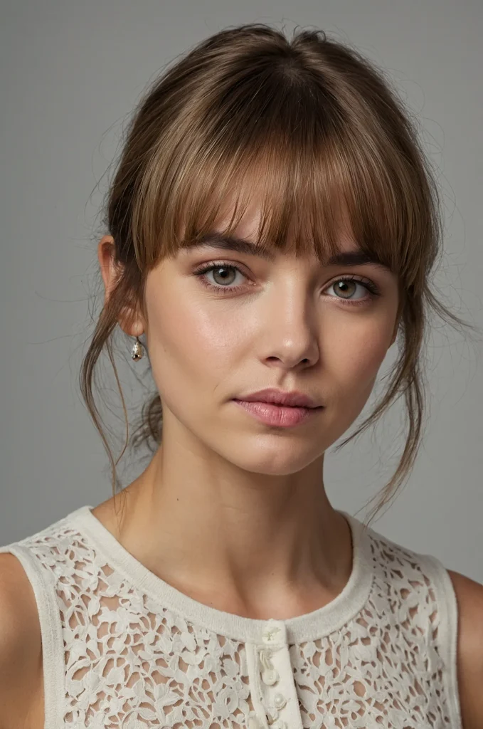 Wispy Baby BangsA soft portrait of a woman wi 1