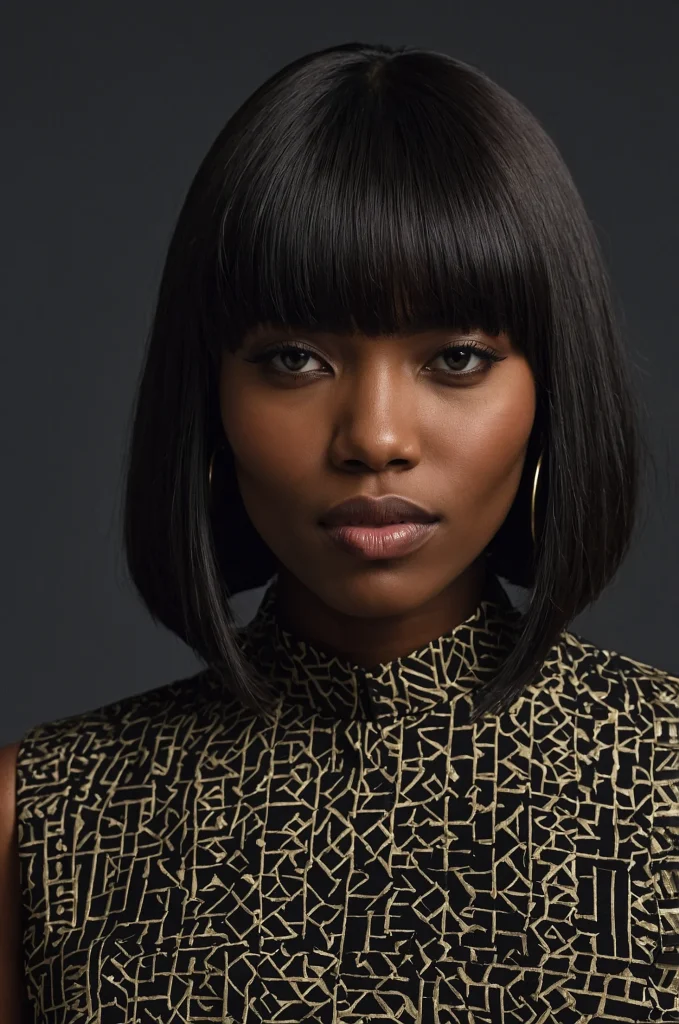 18 Angled Lob with BangsBlack American woman 1