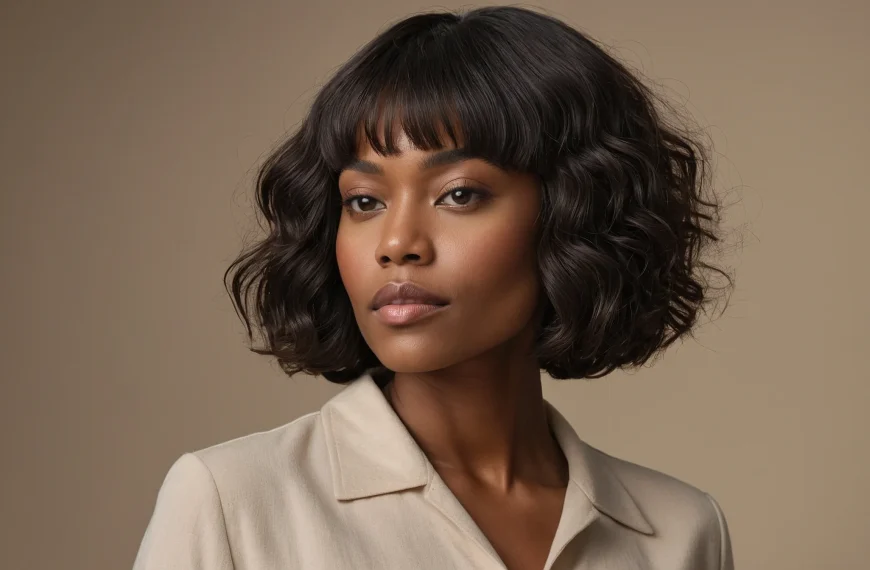 BlacK Women Shaggy Bob with Bangs