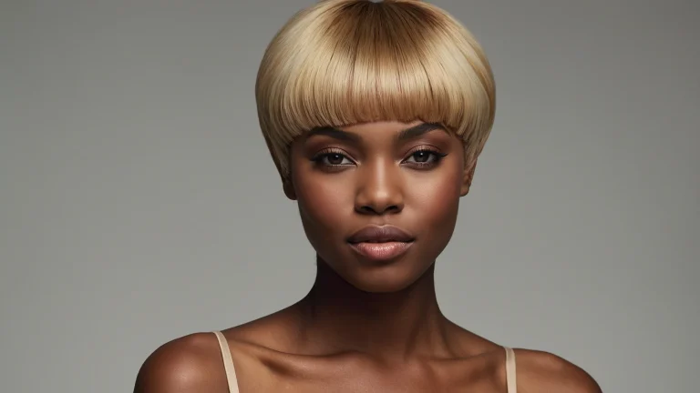 Black Women Short Blonde Hair with Bangs