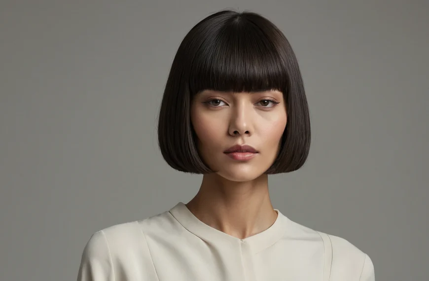 Women Blunt Bob with Bangs